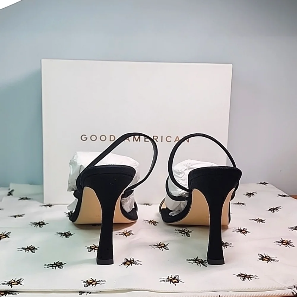 Good American Gold Trim Strappy Heels